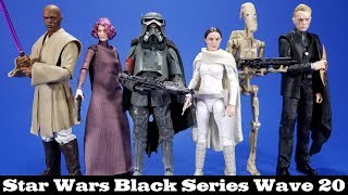 Star Wars Black Series Wave 20 Padme Mace Holdo Battle Droid Mimban Han and Dryden Vos Review [upl. by Anaahs]