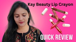 Kay Beauty Lip Crayon Quick Review ✅ Perfect Red Shade For Indian Skin Colour ✌🏻 [upl. by Koeninger622]