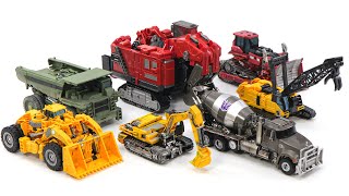 Transformers Construction Rampage Scrapper Hightower Longhaul Scrapmetal Mixmaster Scavenger 7 Toys [upl. by Libna]