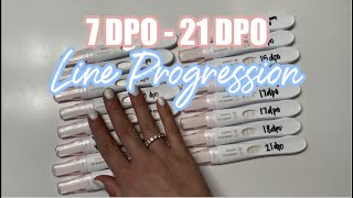 PREGNANCY TEST LINE PROGRESSION 2020 no positive until 16 DPO  Rachel K [upl. by Ashbaugh]