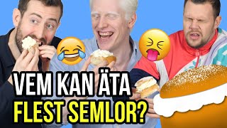 VEM KAN ÄTA FLEST SEMLOR SEMMELÄTARTÄVLING MED VIKTOR NICLAS amp JONATAN [upl. by Eseilanna]