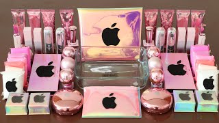 Mixing”Pink Hologram Apple” Eyeshadow and Makeupparts Into SlimeSatisfying Slime Video★ASMR★ [upl. by Hillier]