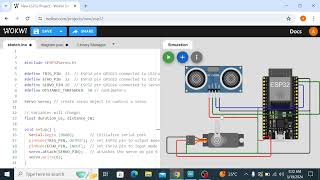 Esp32Servo motorUltrasonic sensor Wokwi  esp32  Arduino  Arduino Titan [upl. by Ahsitahs]