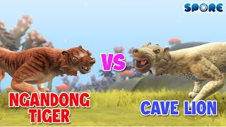 Ngandong Tiger vs Cave Lion  Big Cat Faceoff S1E7  SPORE [upl. by Bunting]