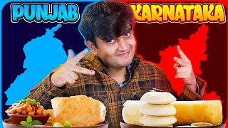 Trying Top 3 Punjab vs Karanataka Food [upl. by Anilat]