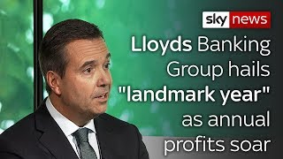 Lloyds Banking Group hails quotlandmark yearquot as annual profits soar [upl. by Silda]