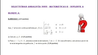 Selectividad Andalucía 2022 Suplente A Ciencias Bloque A Funciones 1 Matemáticas II [upl. by Enait]