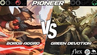 Boros Aggro VS Mono Green Devotion MTG Pioneer [upl. by Adihsaar]