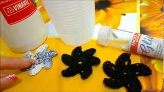 DIY tutorial fiore uncinetto inamidare e indurire pizzi e macramè glitter crochet flower [upl. by Anelaf]