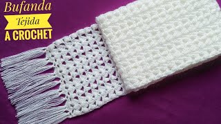 Cómo Tejer BufandaChalina a CrochetTutorial Paso a PasoHow To Crochet Scarf Tutorial [upl. by Chandal]