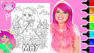 Coloring Kimmi The Clown Calendar Coloring Book MAY Flowers Coloring Page  Ohuhu Art Markers [upl. by Nylakcaj604]