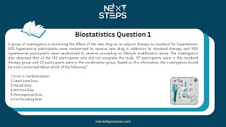 Biostatistics Video Question 1  Next Steps [upl. by Mairym866]