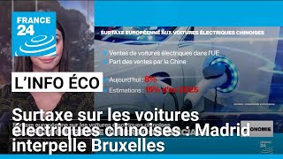 Surtaxe sur les voitures électriques chinoises  Madrid appelle Bruxelles à revoir sa position [upl. by Mireille112]