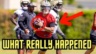 Spencer Rattler MAKING PLAYS At New Orleans Saints Minicamp OTAs  Derek Carr WATCH His BACK [upl. by Sukhum]