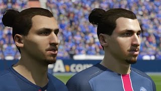 FIFA 16 vs FIFA 15 Faces PSG Ibrahimovic Cavani Thiago Silva [upl. by Nyladnewg]