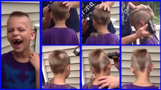 A Boy Gets His Mohawk Haircut In Style At Home [upl. by Honey]