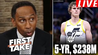 🚨BREAKING Lauri Markkanen signs 5year 238M deal with Utah Jazz  Stephen A reacts  FIRST TAKE [upl. by Martainn725]