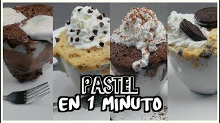 PASTEL EN UNA TAZA SIN HORNO EN 1 MINUTO 4 IDEAS  Cristóbal Pesce [upl. by Milo297]