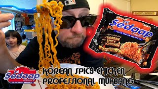 Mi Sedaap Spicy Korean Chicken Professional Mukbang Food Challenge Instant Noodle [upl. by Chere954]