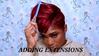 How ToAdd Extensions To Your Pixie Cut Red Hair [upl. by Dulce]