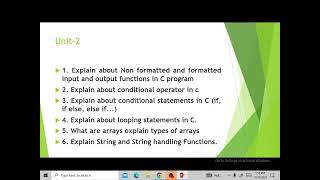 UNIT WISE IMP C C Programming important questions [upl. by Arded]