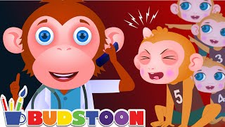 Five Little Monkeys Jumping On The Bed  Budstoon [upl. by Karwan]