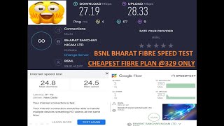 BSNL BHARAT FIBRE INTERNET SPEED TEST  BSNL BHARAT FIBRE PLAN  RS 329 FIBRE ENTRY [upl. by Laemaj]