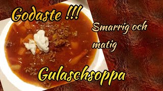 GODASTE GULASCHSOPPA MED KÖTTFÄRS SMARRIG OCH MATIG SOPPASVENSK FAVORITER [upl. by Aihsotan]