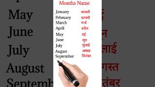 12 Months name in English and hindi shorts monthsname [upl. by Ydnyl364]