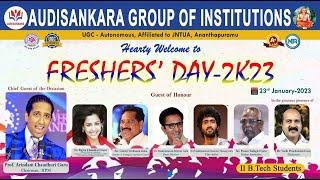 Audisankara Freshers Day 2K23 Live Audisankara Group of Institutions Gudur Tirupati Dt AP [upl. by Zrike755]