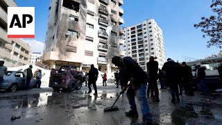 Aftermath in Damascus neighborhood after reported Israeli strikes hit the area [upl. by Esmaria]