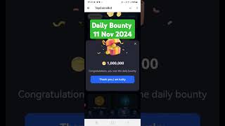 Tap Coin Daily Bounty 11 November 2024 shorts [upl. by Annahpos]