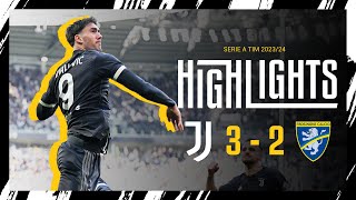 HIGHLIGHTS  JUVENTUS 32 FROSINONE  Vlahovics brace amp Ruganis lastgasp winner [upl. by Obeded338]