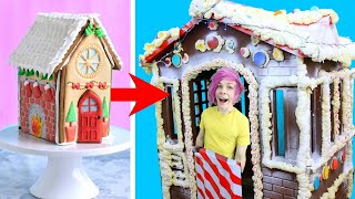 Robby Tries TikTok Life hacks to see if they work Life Sized DIY Gingerbread house [upl. by Aivata]