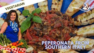 The Best Peperonata Using Garden Eggplants Peppers Tomatoes and Basil  Authentic Italian Recipe [upl. by Nylecyoj]