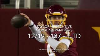 Taylor Heinicke FULL 4th Quarter HIGHLIGHTS Week 16 vs Carolina Panthers  Washington Football Team [upl. by Ttenaj]