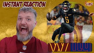 Washington Commanders vs New York Giants INSTANT REACTION ANALYSIS BREAKDOWN [upl. by Aisile]