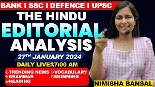 The Hindu Editorial Analysis 27th JANUARY 2024 Vocab Grammar Reading Skimming  Nimisha Bansal [upl. by Elah]