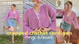 crochet classic granny hexagon cropped cardigan  can be made in ANY size [upl. by Quartus]