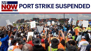 BREAKING Port strike suspended ILA agrees to 62 wage hike  LiveNOW from FOX [upl. by Gilbye]