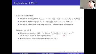 Quantum Markov semigroup logarithmic Sobolev inequality and noncommutative Ricci curvature [upl. by Eelyam]