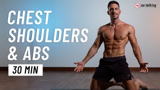 30 Min Upper Body Workout for Chest Shoulders amp Abs  At Home No Equipment [upl. by Jerrine]