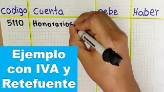 Como registrar el PAGO DE HONORARIOS en contabilidad con IVA y Retefuente [upl. by Yartnoed]