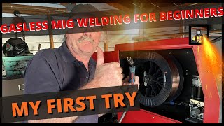 gasless mig welding for beginners MY FIRST TRY [upl. by Miah]