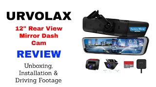 URVOLAX THE BEST 12quot MIRROR FRONT AND REAR DASH CAM VOICE CONTROL HOW TO INSTALL A BACKUP CAMERA [upl. by Mela79]