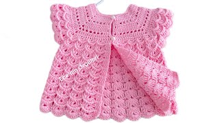 🍬Crochet Pink Sugar Baby Vest Tığ işi Pembe Şeker Bebek Yeleği 612 ay [upl. by Gernhard]