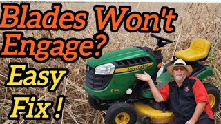 Blades Wont Engage On a John Deere E100 Riding Mower How to Replace PTO Blade Engage Cable DIY [upl. by Layla]