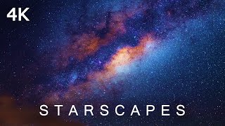 STARSCAPES in 4K  2 Hours  Timelapse Stars Night Sky Galaxy Space Travel Milky Way Ultra HD [upl. by Holbrook325]