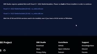 obs studio requires a newer version of the microsoft visual c redistributables [upl. by Anaiviv]