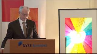 Herman van Rompuy at the Brussels stock exchange Part 1  Dutch [upl. by Atsira577]